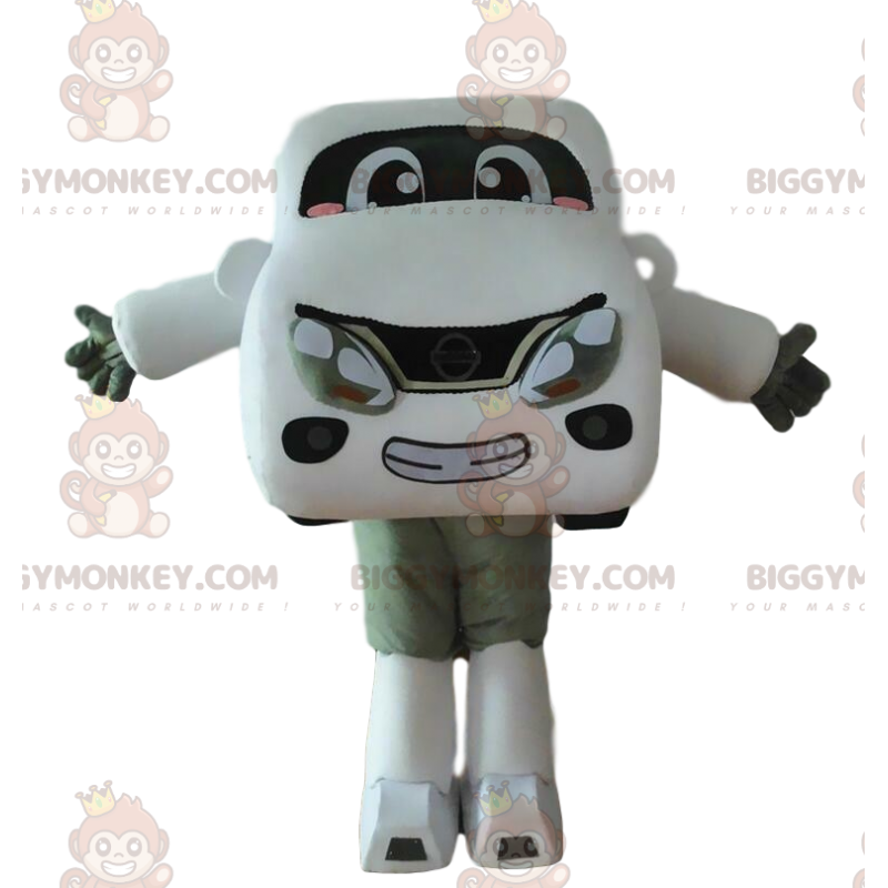 Costume de mascotte BIGGYMONKEY™ de voiture blanche, costume de Costume de mascotte BIGGYMONKEY™ de voiture blanche, costume de