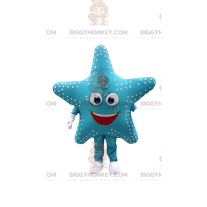 Søstjerne BIGGYMONKEY™ maskot kostume, kæmpe blå stjerne