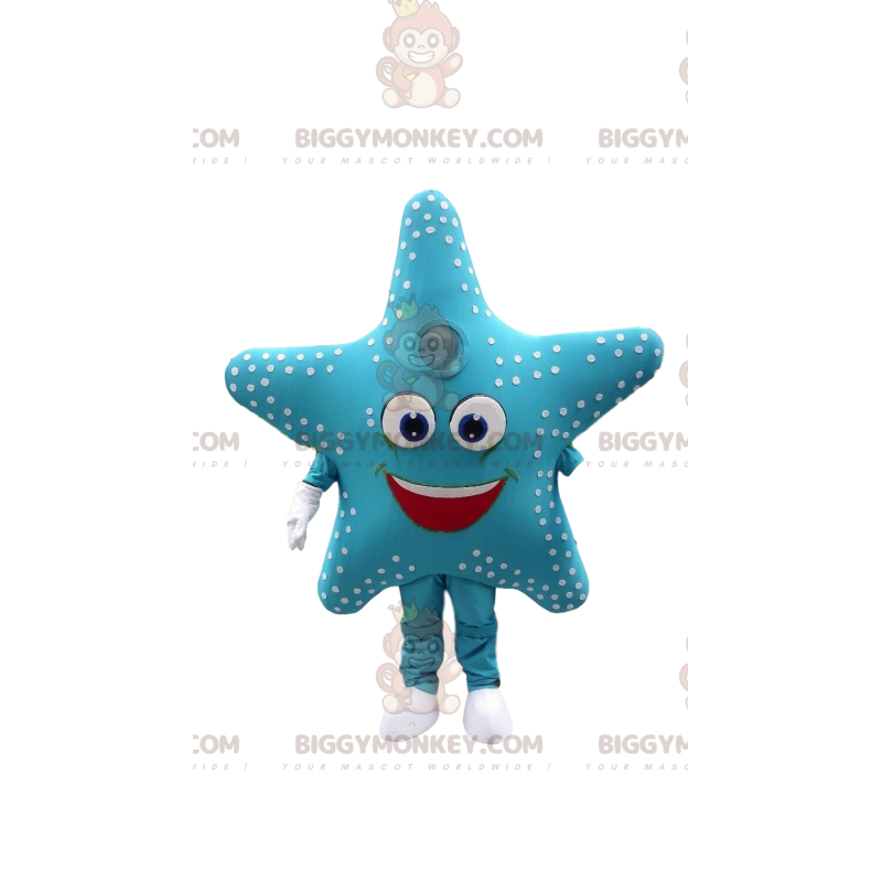 Starfish BIGGYMONKEY™ maskottiasu, jättiläinen sininen tähtiasu Starfish BIGGYMONKEY™ maskottiasu, jättiläinen sininen tähtiasu