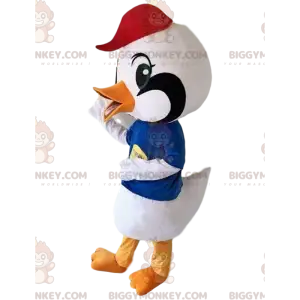 Costume de mascotte BIGGYMONKEY™ d'oiseau blanc, costume de
