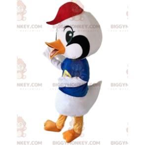 Witte vogel BIGGYMONKEY™ mascottekostuum, kraanvogelkostuum