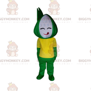 Green and Yellow Snowman BIGGYMONKEY™ Mascot Costume, Chinese
