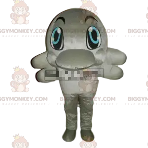 Στολή μασκότ BIGGYMONKEY™ γκρίζου δελφινιού, θαλάσσια στολή