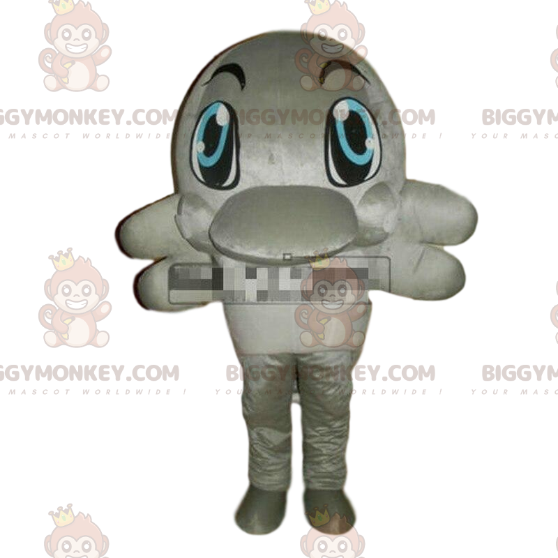 Traje de mascote BIGGYMONKEY™ de golfinho cinza, fantasia de Traje de mascote BIGGYMONKEY™ de golfinho cinza, fantasia de