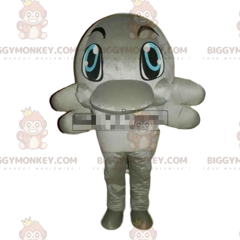 Στολή μασκότ BIGGYMONKEY™ γκρίζου δελφινιού, θαλάσσια στολή Στολή μασκότ BIGGYMONKEY™ γκρίζου δελφινιού, θαλάσσια στολή