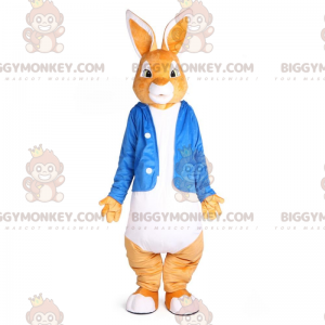 Orange and White Bunny BIGGYMONKEY™ Mascot Costume with Blue