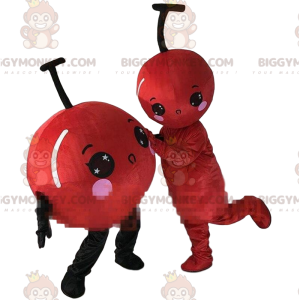 2 BIGGYMONKEY™s mascot red cherries, 2 red berries, red apples