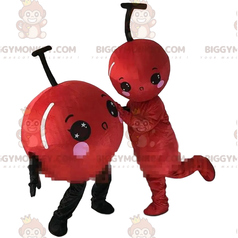 2 BIGGYMONKEY™s maskot röda körsbär, 2 röda bär, röda äpplen - 2 BIGGYMONKEY™s maskot röda körsbär, 2 röda bär, röda äpplen -