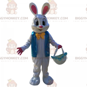 Στολή μασκότ Easter Bunny BIGGYMONKEY™, πολύ κομψή στολή λευκού κουνελιού - Μασκότ κουνελιού - BiggyMonkey.com