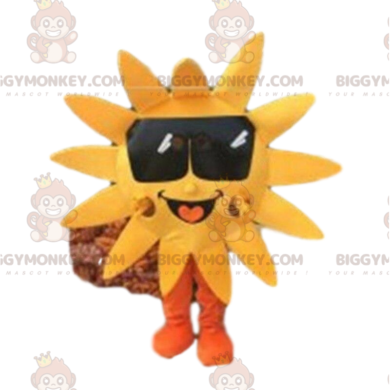 Sun BIGGYMONKEY™ maskotdräkt med mörka glasögon, soldräkt - Sun BIGGYMONKEY™ maskotdräkt med mörka glasögon, soldräkt -