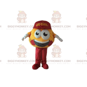 BIGGYMONKEY™ μασκότ στολή κίτρινη μπάλα ποδοσφαίρου, στρογγυλή