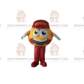 BIGGYMONKEY™ maskottiasu, keltainen jalkapallopallo, pyöreä