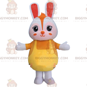 Στολή μασκότ Rabbit BIGGYMONKEY™, στολή λευκού κουνελιού, βελούδινο κουνελάκι - Μασκότ κουνελιού - BiggyMonkey.com