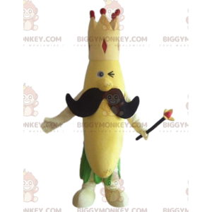 Banana BIGGYMONKEY™ Mascot Costume with Crown and Big Mustache
