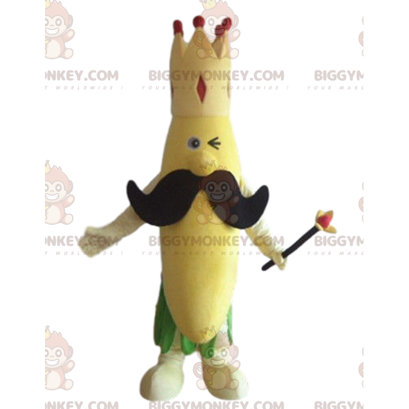 Disfraz de mascota Banana BIGGYMONKEY™ con corona y bigote Disfraz de mascota Banana BIGGYMONKEY™ con corona y bigote