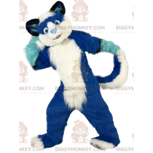 Costume de mascotte BIGGYMONKEY™ de chien bleu et blanc