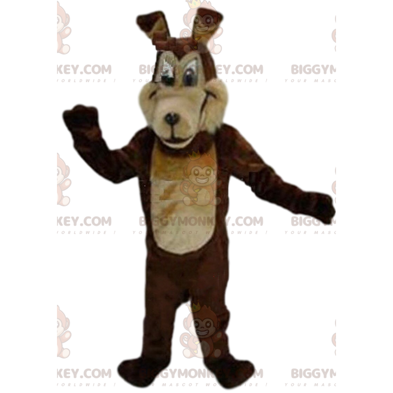 Costume de mascotte BIGGYMONKEY™ de loup marron bicolore