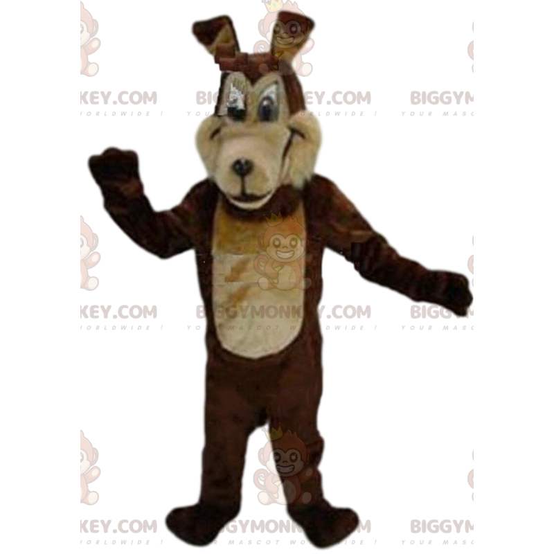 Kostým maskota dvoubarevného hnědého vlka BIGGYMONKEY™, kostým