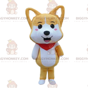 Costume de mascotte BIGGYMONKEY™ de chiot jaune et blanc