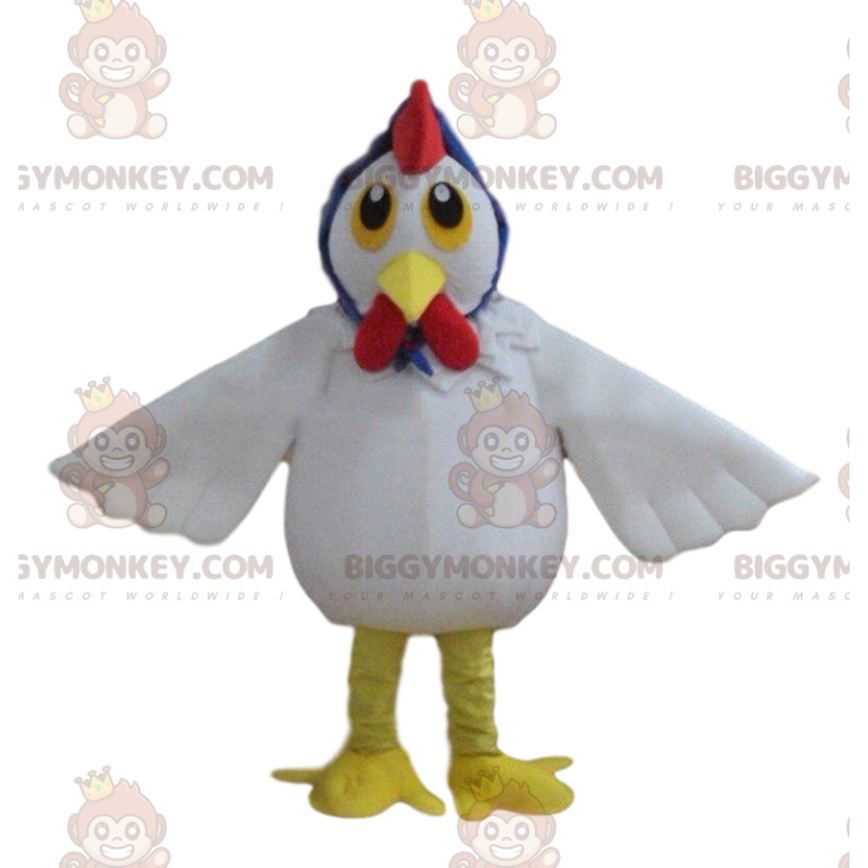 Traje de mascote BIGGYMONKEY™, galinha branca gigante, fantasia Traje de mascote BIGGYMONKEY™, galinha branca gigante, fantasia