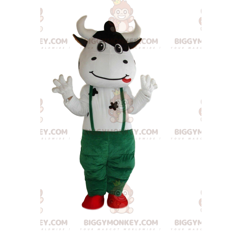 Costume de mascotte BIGGYMONKEY™ de vache blanche et noire
