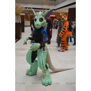 Costume da mascotte dinosauro creatura verde BIGGYMONKEY™ -