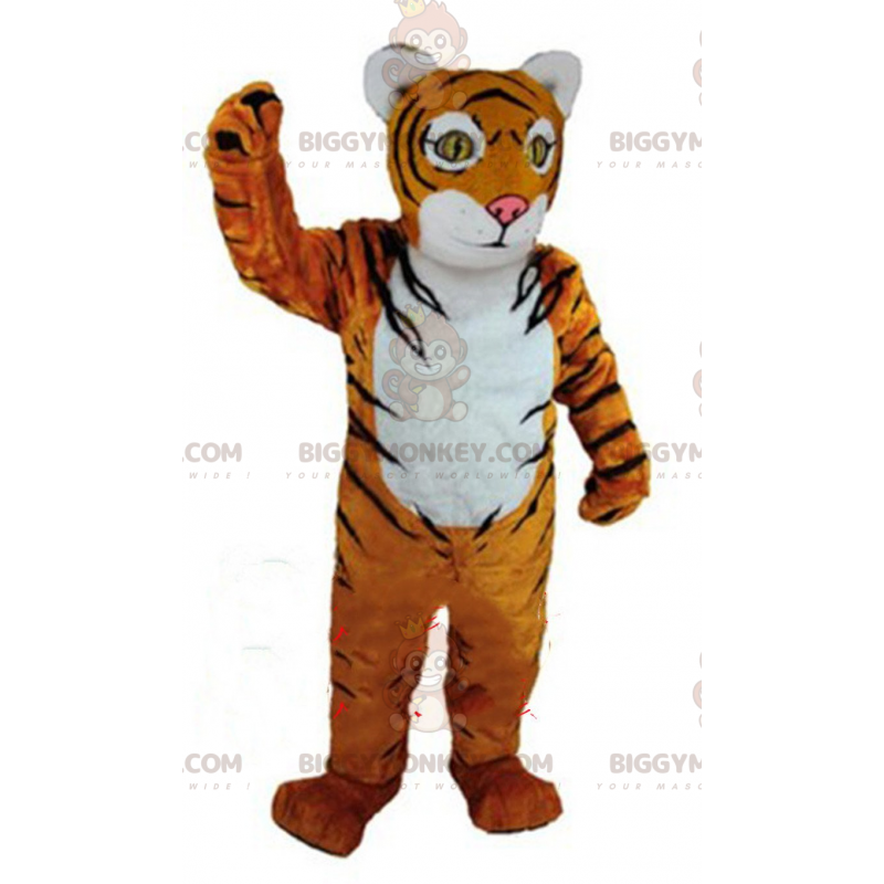 Orange, White and Black Tiger BIGGYMONKEY™ Mascot Costume Orange, White and Black Tiger BIGGYMONKEY™ Mascot Costume