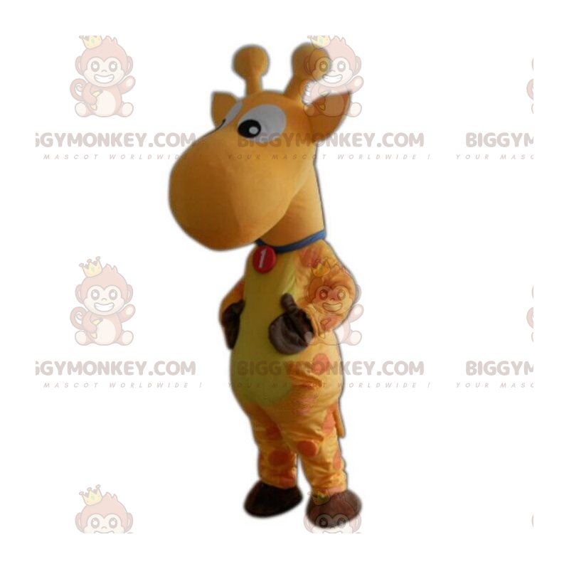 BIGGYMONKEY™ keltainen kirahvi maskottiasu, kirahvipuku BIGGYMONKEY™ keltainen kirahvi maskottiasu, kirahvipuku