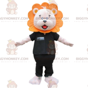 BIGGYMONKEY™ Mascot Costume White and Orange Lion with Black Outfit - Lion mascots - BIGGYMONKEY_09218 - BiggyMonkey.com