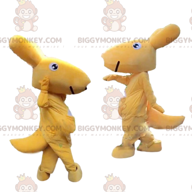 BIGGYMONKEY™ kängurumaskotdräkt, Australiens klänning, gult BIGGYMONKEY™ kängurumaskotdräkt, Australiens klänning, gult