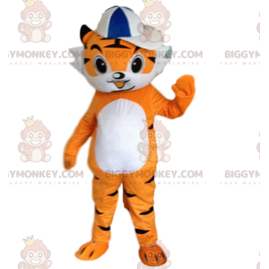 Orange and White Tiger Cub BIGGYMONKEY™ Mascot Costume, Orange