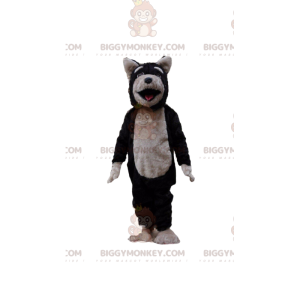 BIGGYMONKEY™ mascot costume of black and gray dog, wolf