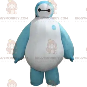 Στολή μασκότ BIGGYMONKEY™ λευκό και μπλε ρομπότ, μεγάλος