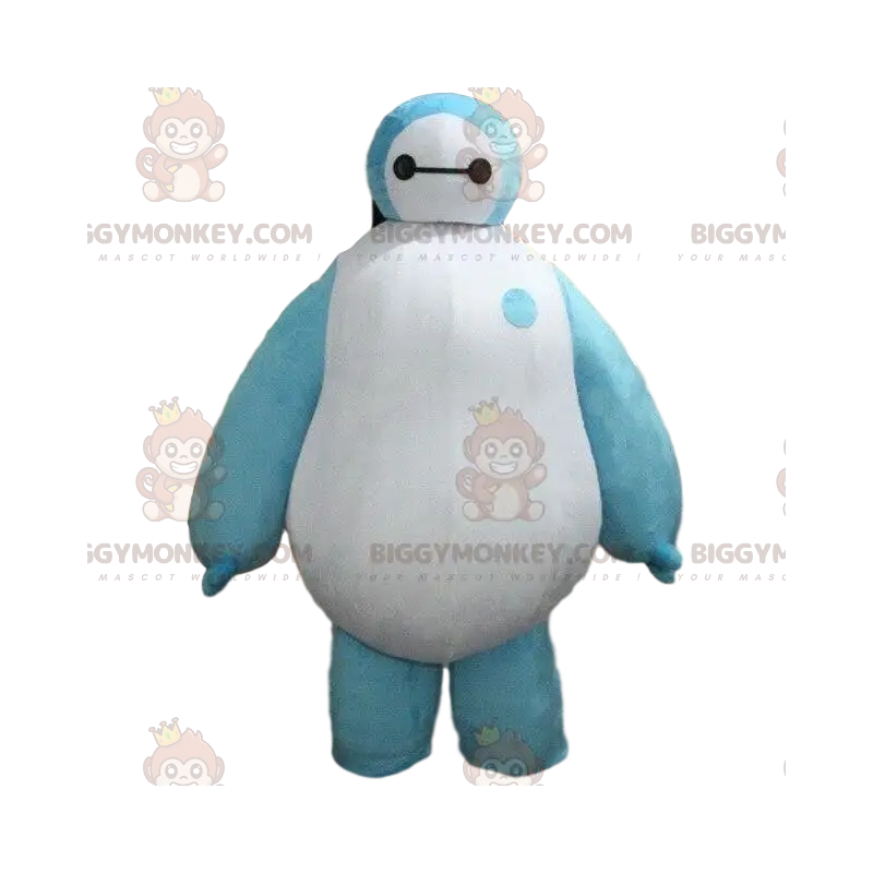 Στολή μασκότ BIGGYMONKEY™ λευκό και μπλε ρομπότ, μεγάλος