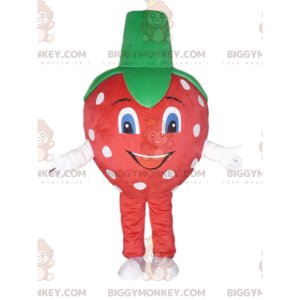 Costume de mascotte BIGGYMONKEY™ de fraise rouge à pois blancs