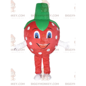 Costume de mascotte BIGGYMONKEY™ de fraise rouge à pois blancs