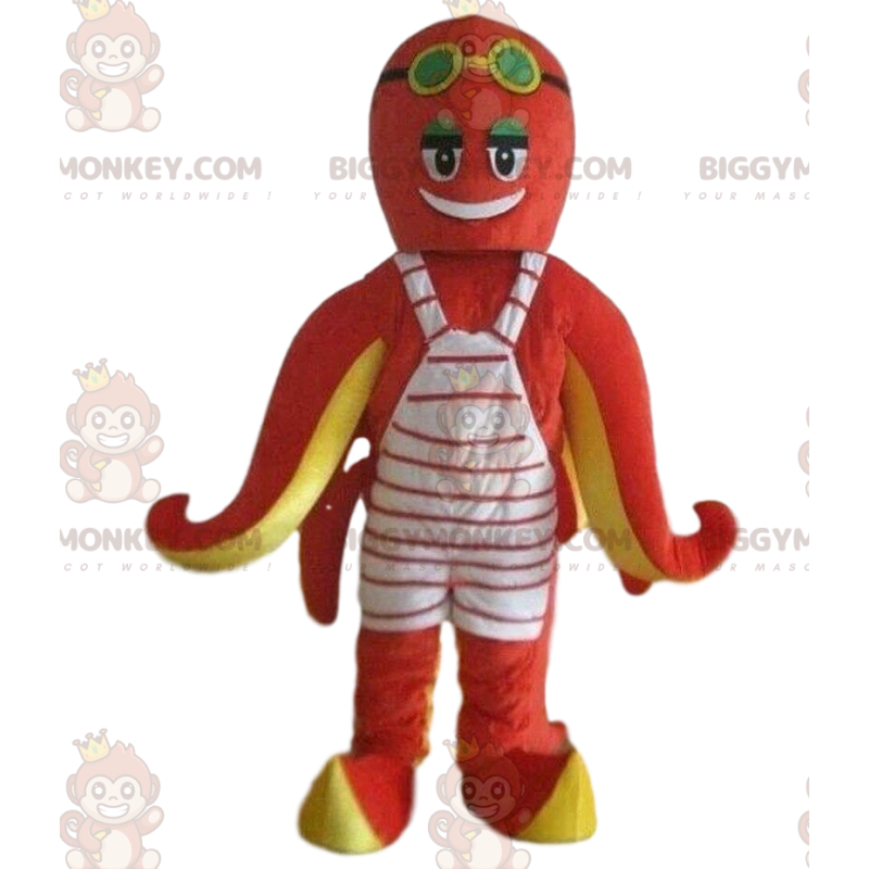 BIGGYMONKEY™ costume mascotte polpo rosso e giallo, costume BIGGYMONKEY™ costume mascotte polpo rosso e giallo, costume