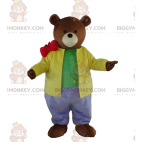 Traje de mascote BIGGYMONKEY™, ursinho de pelúcia com roupa colorida, fantasia de ursinho de pelúcia - BiggyMonkey.com