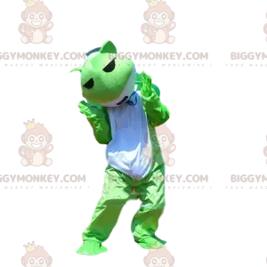 BIGGYMONKEY™ maskottiasu vihreä ja valkoinen sammakko-