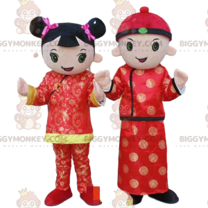 2 asiatiske karakterer BIGGYMONKEY™s maskot, Asia-kostume -