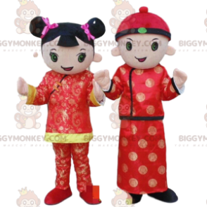 2 Maskottchen der asiatischen Figur BIGGYMONKEY™, Asia-Kostüm -