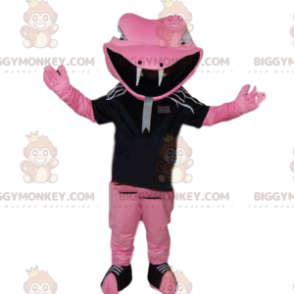 Rosa slange BIGGYMONKEY™ maskotkostyme i sportsklær, slangekostyme - Sportsmaskot - BIGGYMONKEY_09245 - BiggyMonkey.com