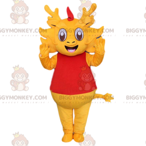 Costume de mascotte BIGGYMONKEY™ de dragon jaune, costume