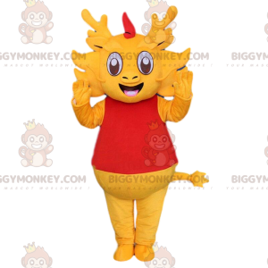 Traje de mascote BIGGYMONKEY™, dragão amarelo, axolote