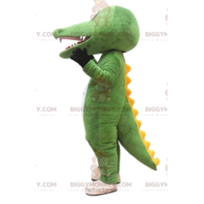 Disfraz de mascota de cocodrilo verde y amarillo BIGGYMONKEY™, disfraz de caimán - Mascota de cocodrilo - BiggyMonkey.com