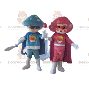 2 BIGGYMONKEY™s Mushroom Mascot, Colorful Mushroom Couple -