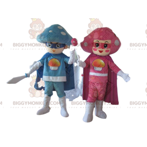 2 BIGGYMONKEY™s soppmaskot, fargerikt sopppar - Grønnsaksmaskot - BIGGYMONKEY_09256 - BiggyMonkey.com