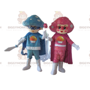 2 BIGGYMONKEY™s Mushroom Mascot, Colorful Mushroom Couple -