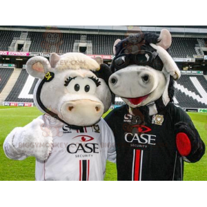 2 BIGGYMONKEY™s maskot køer, en hvid og en sort -