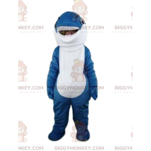 Blue and White Dolphin BIGGYMONKEY™ Mascot Costume, Fully